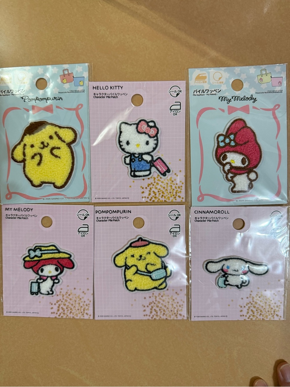 NWT SANRIO Hello Kitty My Melody Kuromy + patch set Easy iron-on adhesive